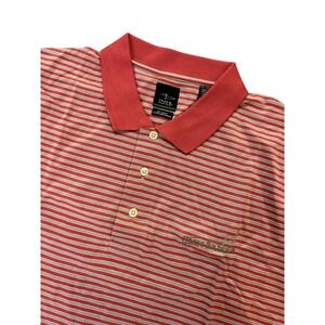 PAGE & TUTTLE Glen Arbour Mens XXL Red White Striped Polo Shirt Mercerized‎